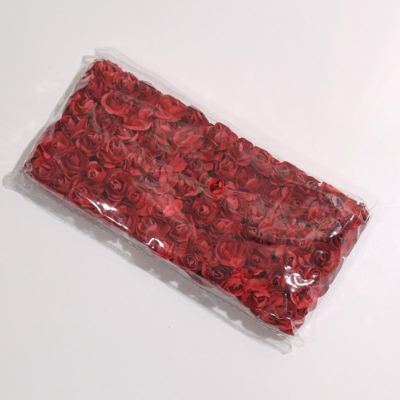 144 шт./упаковка сливовые розы маленькие бумажные цветы имитация цветка подарочная коробка конфет декоративная гирлянда ротанговый головной убор своими руками