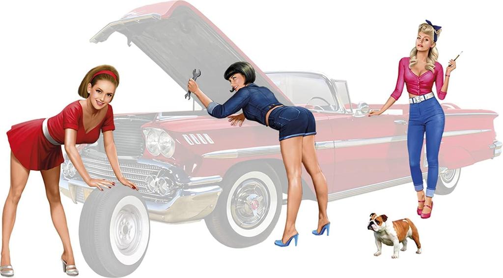 Master Box Pinup Series 1960s Girls Legend Embarking On a New Adventure Set Plastic Model MB24082 1/24 3-Piece