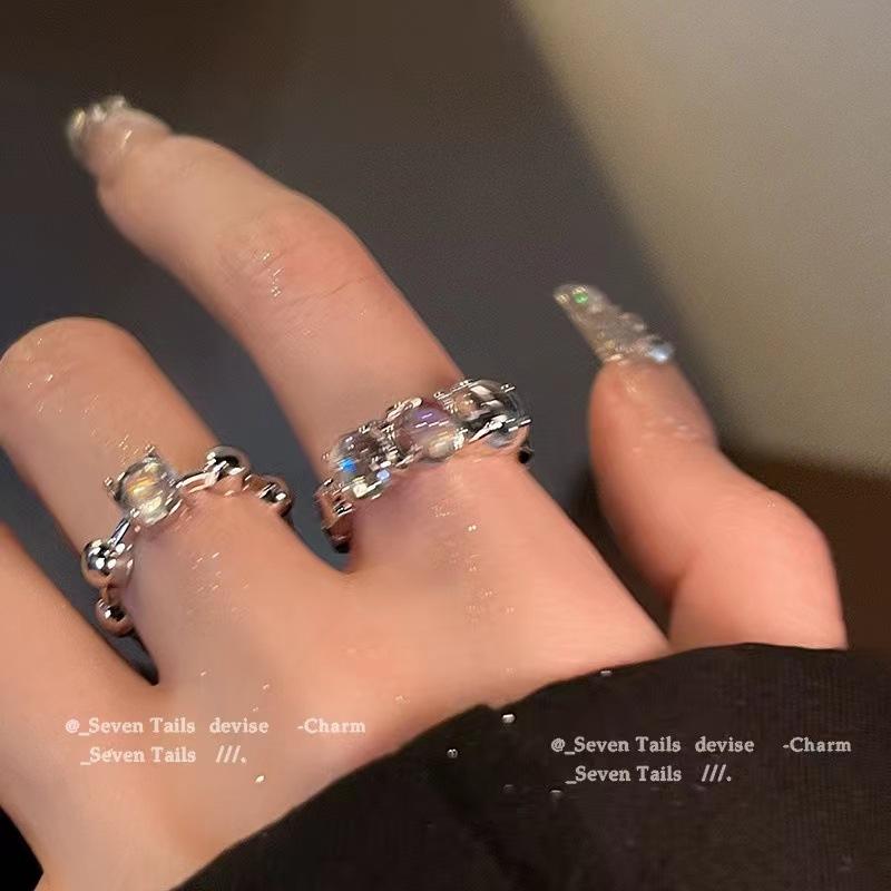 Fashion Trend Pink Crystal Bowknot Heart Rings Zircon Ring Shiny Zircon Rings for Women Girls Party Aesthetic Jewelry N