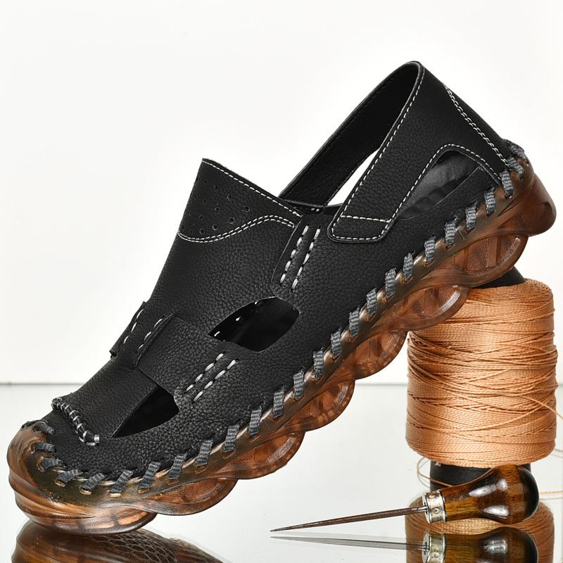 Модный бренд, летние новые сандалии из коровьей кожи с мягкой дышащей подошвой, новые удобные и нескользящие мужские пляжные туфли для прогулок