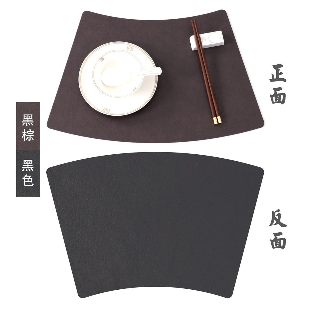 Double-layer retro cowhide pattern round table mat, high-grade leather western dining mat, thermal insulation square dining table mat, advanced sense