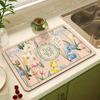 Коврик для сушки с цветочным принтом, нескользящий коврик для сушки посуды, коврик для сушки посуды, кухонный