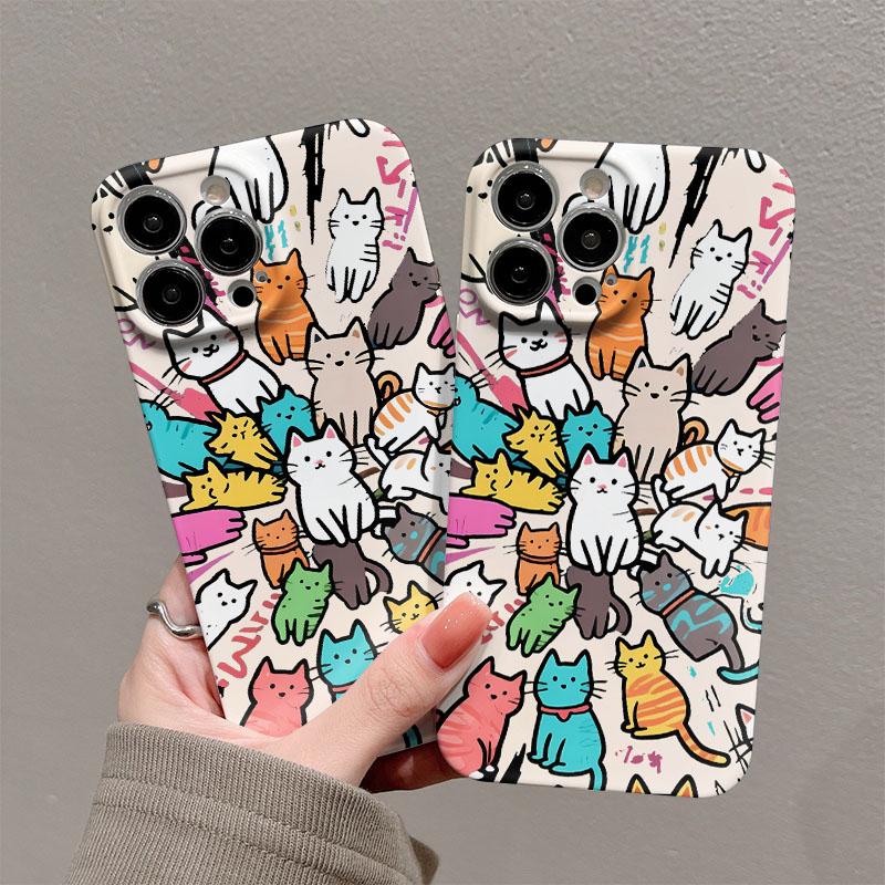 Роскошный Чехол Clmj Swag Милый Кот для iPhone 17 16e 16 15 14 13 12 11 Air Pro Max XS XR Plus Глянцевая Пленка Жесткая PC Крышка