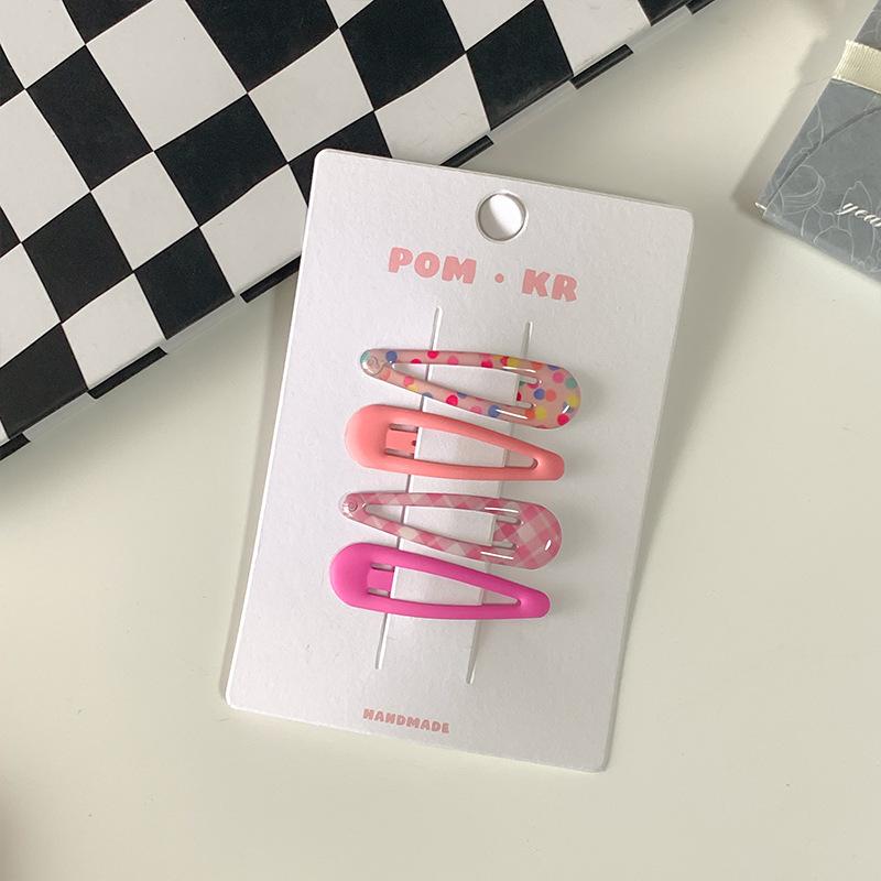 Snap Hair Clips Leopard Solid Print No Slip Metal Plastic Geometric BB Hairpins Fashion Side Clip Hair Accessories for Girls