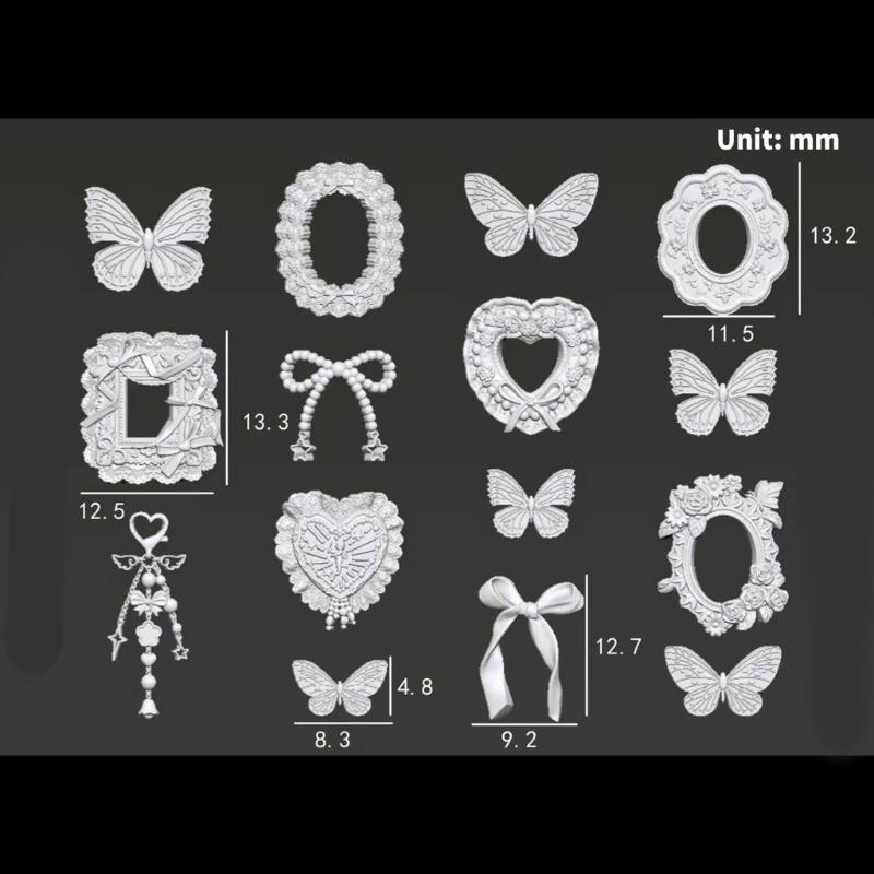 Эластичная силиконовая форма для рукоделия для 3D рельефных дизайнов ногтей Рамка Бантик Узоры бабочек Универсальный шаблон