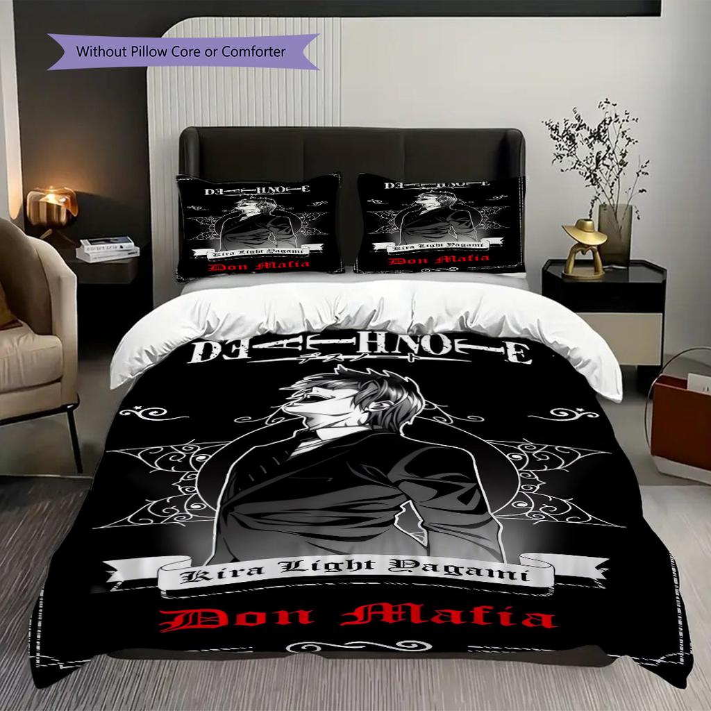 Dark Anime Trio Mystery Power Three-piece set (1 * duvet cover + 2 * pillowcase, without core) 2D Flat Bedding set Duvet cover and pillowcase