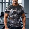 Летняя футболка для фитнеса с круглым вырезом на плечах, серия 3D-цифровой печати, облегающая футболка с короткими рукавами