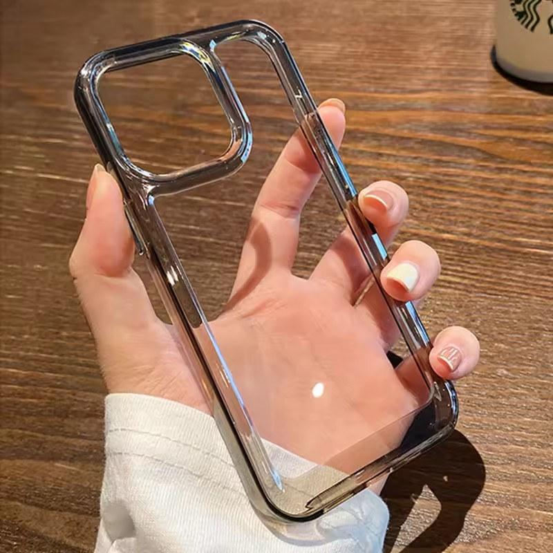 Чехол Simplicity для iPhone 16 15 14 13 12 11 Pro Max Plus, акриловый жесткий бампер, прозрачная задняя крышка с серебряной кнопкой