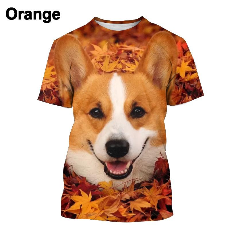 Модная милая собачка корги 3D принт унисекс смешная повседневная футболка с круглым вырезом и коротким рукавом
