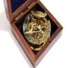 Sundial Compass 7.62 Cm with Teak Wood Box Inlaid with Solid