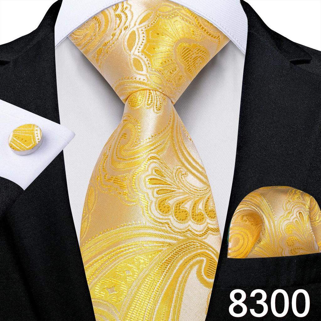 Мужской шелковый галстук в клетку, полосатый однотонный синий галстук, носовой платок, набор запонок, свадебный комплект