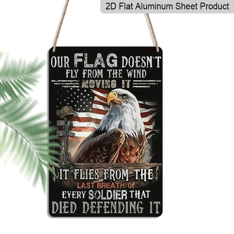 2D Flat Veterans Day, American Soldier Eagle Print Metal Sign, 8"x12" House Sign, Front Door Sign, Porch Sign Aluminium Wall Decor for Home Bedroom