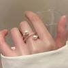 Simple Multi-layer Plain Ring Pearl Open Ring Fashion Niche Design Sense Index Finger Ring Light Luxury Temperament Jewelry