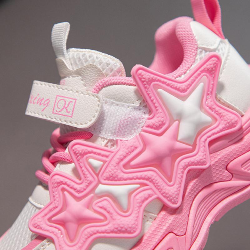 New Spring Girls' Comfortable Wear-Resistant Soft Sole Sneakers Breathable Mesh Outdoor Running Shoes