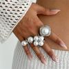 Набор массивных золотых колец для женщин Золотые/серебряные кольца с барочным жемчугом Открытое регулируемое жемчужное кольцо Набор колец для ношения вместе Бохо Выпускной Костюмная бижутерия
