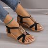 Fashion Ladies Shoes Fashion Buckle Strap Women's Sandals String Bead Casual Sandals Women Sale Peep Toe Wedge Sandals  Platform Heels