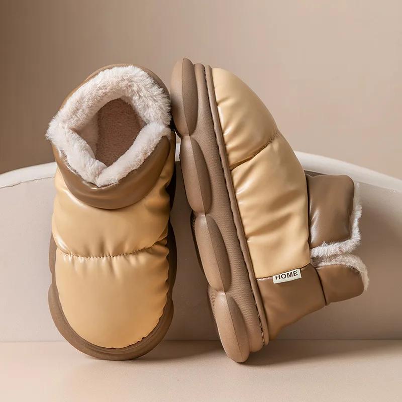 Waterproof Women Winter Ankle Snow Boots High Top Unisex Comfort Cotton Short Boot Thick Soles Outdoor Slip-on Shoes