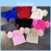 Solid Double Color Ball Knitted Cap Beanie With No Brim For Winter Daily Use