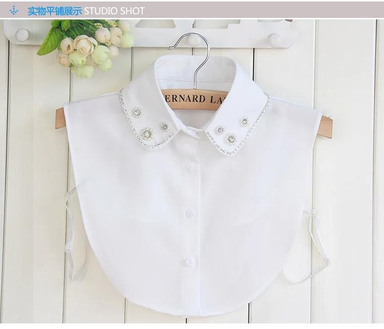 Perfect Match Fashion Womens False Fake Collar Tie Solid Chiffon Lapel Necklace Decoration Crochet Detachable Collar Female Shirt Collar