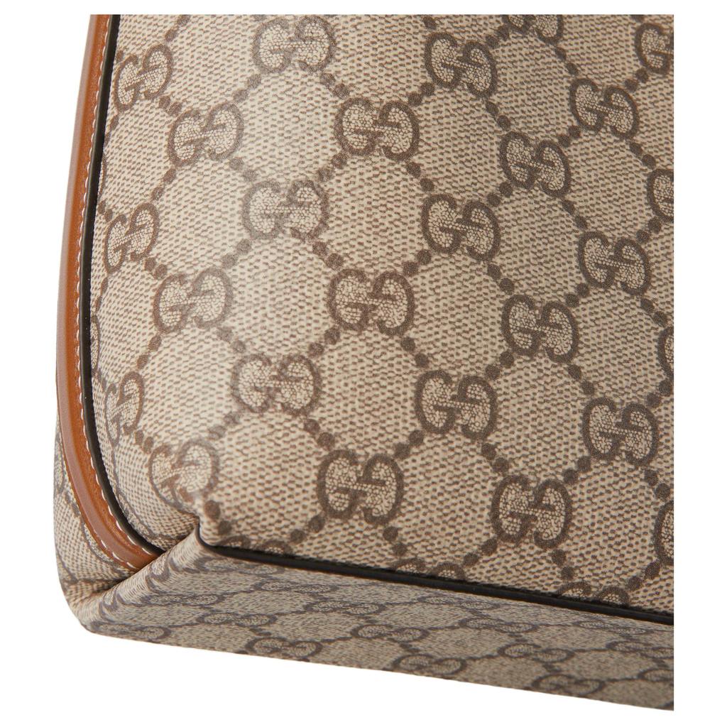 Gucci Тканевая сумка-ведро с покрытием и логотипом-эмблемой GG Мини Женские сумки Бежевый Темно-коричневый 847090-FAEUC-9758