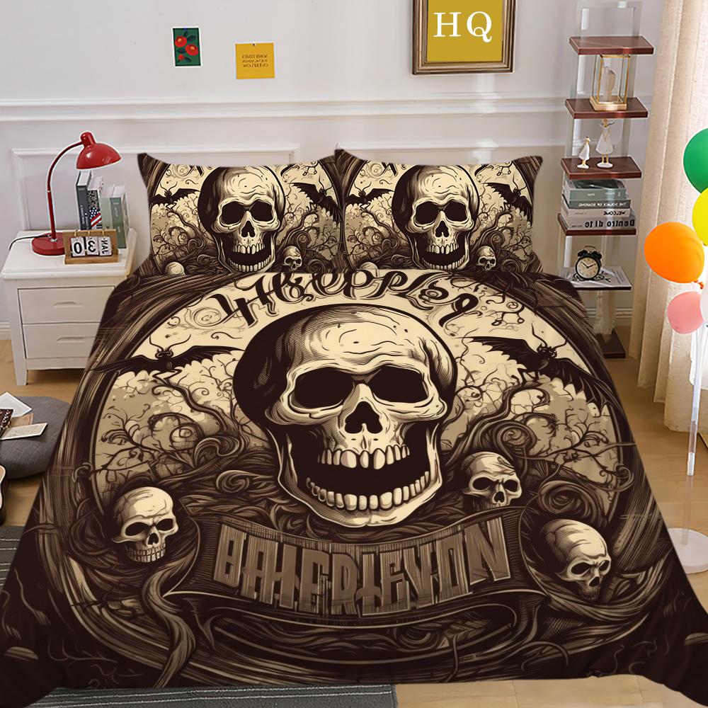 3D Halloween Home Bedding Set Terrorist Atmosphere Decoration Quilt Cover Pillowcase Set AU/DE/EU/US Full Size Soft Bedroom Decoration