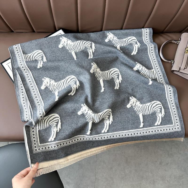 New Zebra Scarf Women's Autumn and Winter High-end Office Shawl Dual-purpose Versatile Thickened Warm Scarf