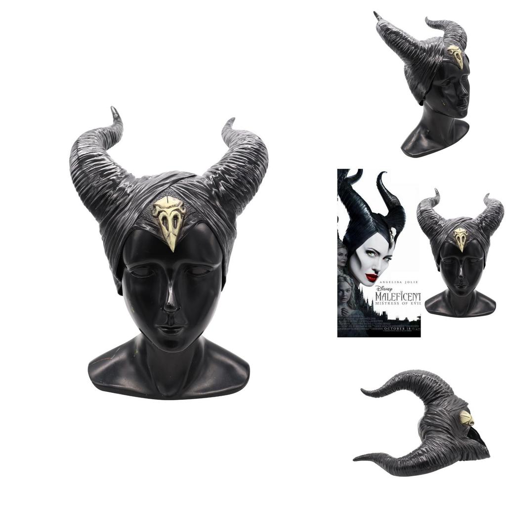 Завораживающая маска на голову с рогами Малефисенты 2019 года, идеально подходящая для Хэллоуина и косплея
