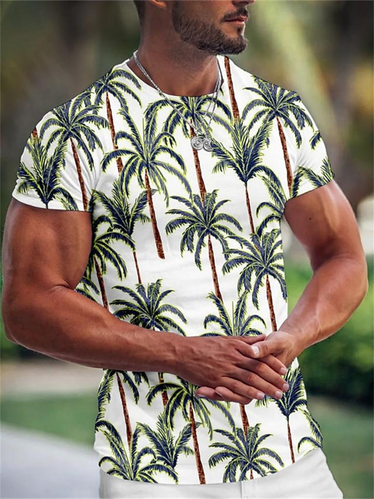 Summer Hawaiian Men's T-shirt 3d Print Tree Graphic T Shirt Fashion Short Sleeve Clothing Oversized Camiseta Streetwear Tee Tops