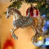 4 Pcs Horse Ornaments for Christmas Tree Metallic Rhinestones Horse Christmas Hanging Ornaments Horse Gifts for Women Girls Horse Lovers