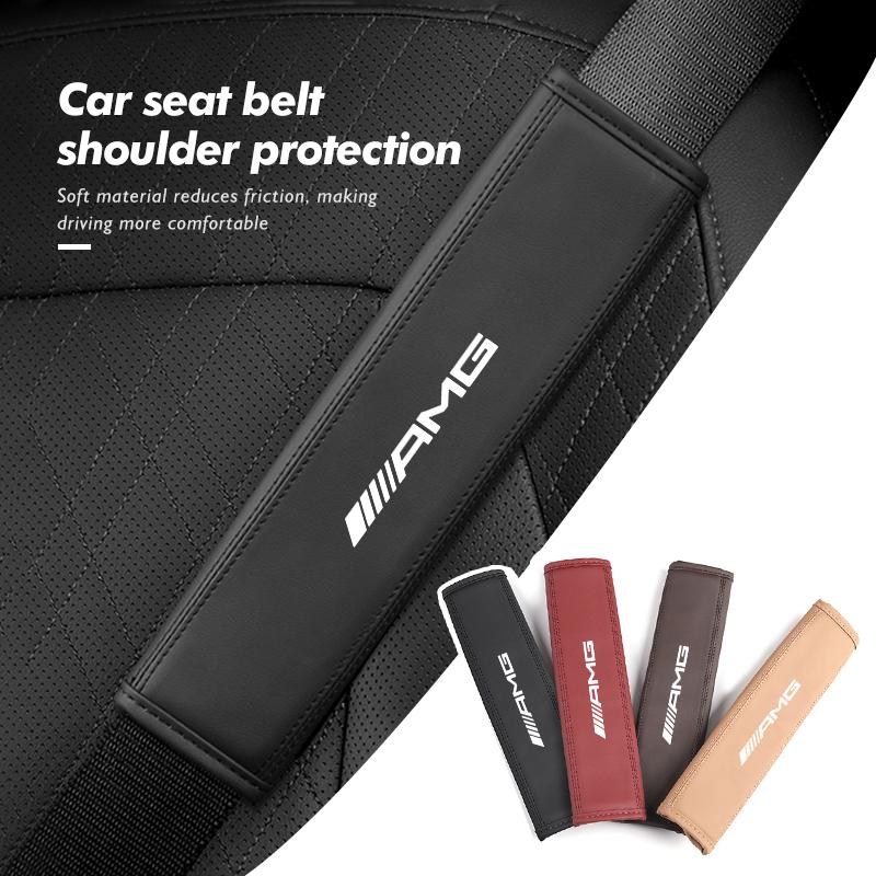 CEV5   Car Seat Belt Leather Safety Belts Cover Shoulder Protection For Mercedes Benz AMG W202 W212 W213 WAMG 220 W221 W222 C180 C200