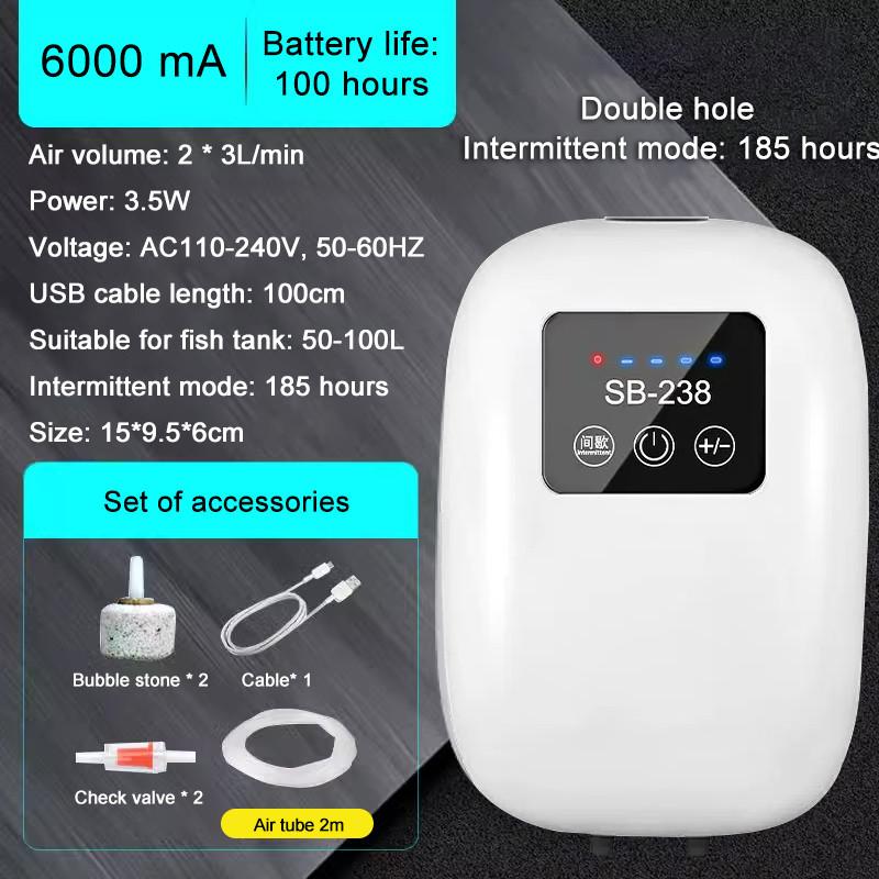1 Вт/2 Вт/3,5 Вт Кислородный воздушный насос для аквариума, компрессор, USB-зарядка, бесшумный кислородный насос, портативный оксигенатор для рыбалки на открытом воздухе