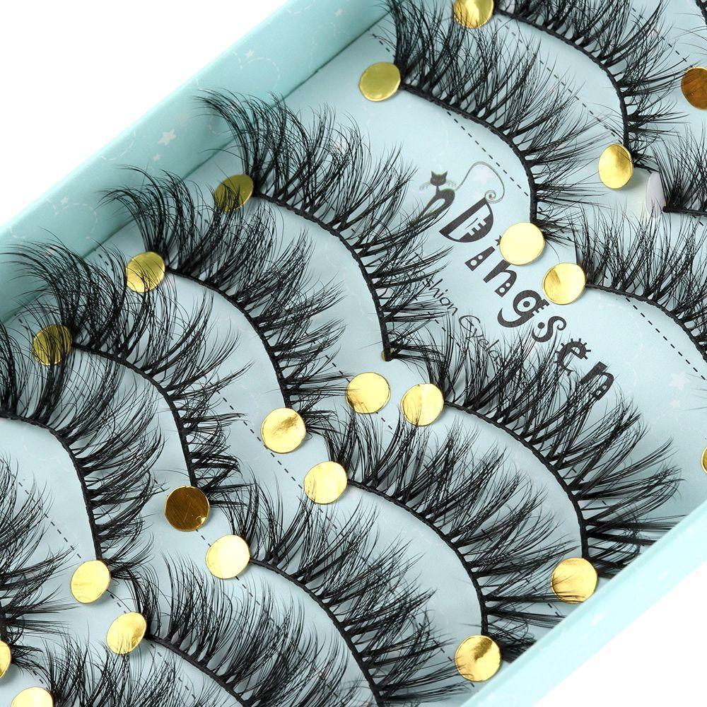 SKONHED 10 Pairs Woman Wispy Natural  3D Faux Mink Hair Extension Tools False Eyelashes Crisscross