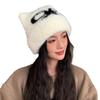 Hat Women'S Bow Cat Ear Knitted Fluffy Hat Winter Warm Wool Ear Protector