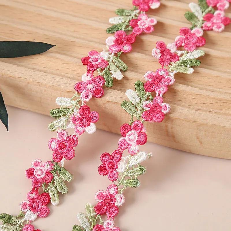 2CM Width Flower Lace Fabric Floral Embroidery Ribbon DIY Sewing Garment Applique Decor Accessories 2cm Lace Trim Crafts