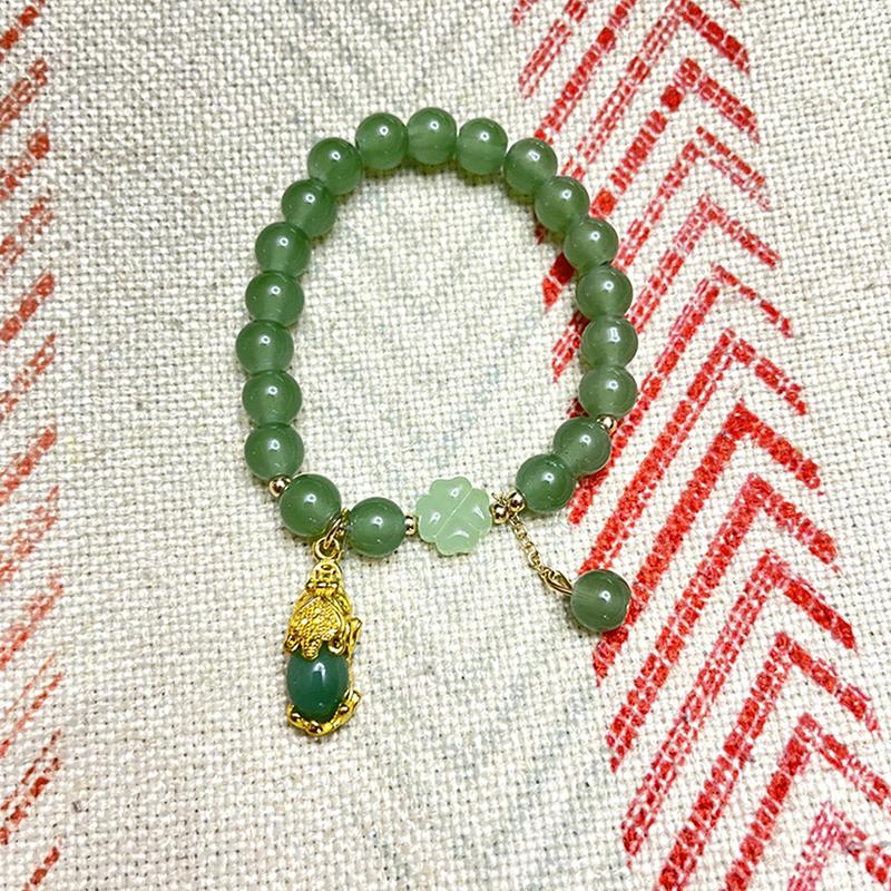 Модный изысканный браслет из искусственного нефрита с бусинами для женщин, китайский стиль, арахисовый кулон, браслет, цепочка на запястье, ювелирные изделия, подарки