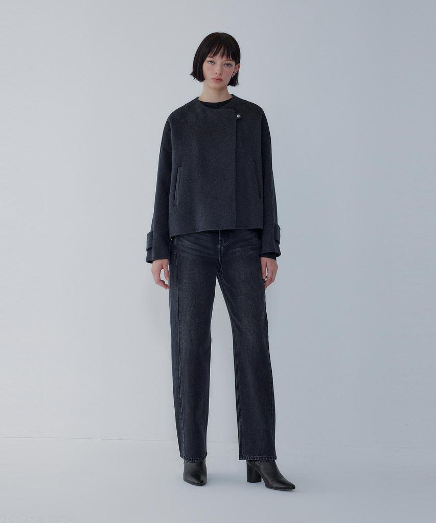 Voice Of Voices Cashmere Blend Loose Fit Short Jacket_Charcoal 7156110005