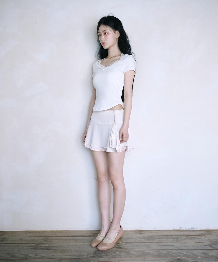 Кружевной топ Leijeumiya Lily с завязками на шее [Белый]