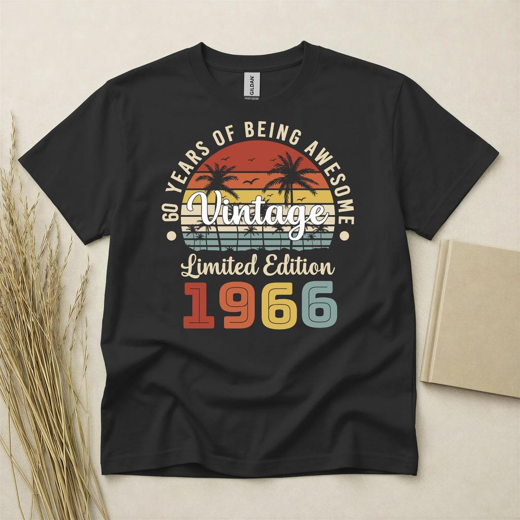 60th Birthday T Shirt Born In 1966 Gift 60 Year Old T-Shirt Vintage Style Tee