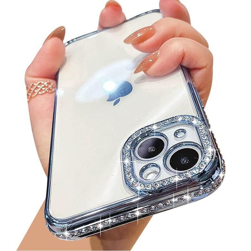 Подходит для iPhone16Pro Angel Eye Однорядный Страз Мобильный Чехол Apple 13 Страз Гальваническое Покрытие Прозрачный Мягкий Чехол