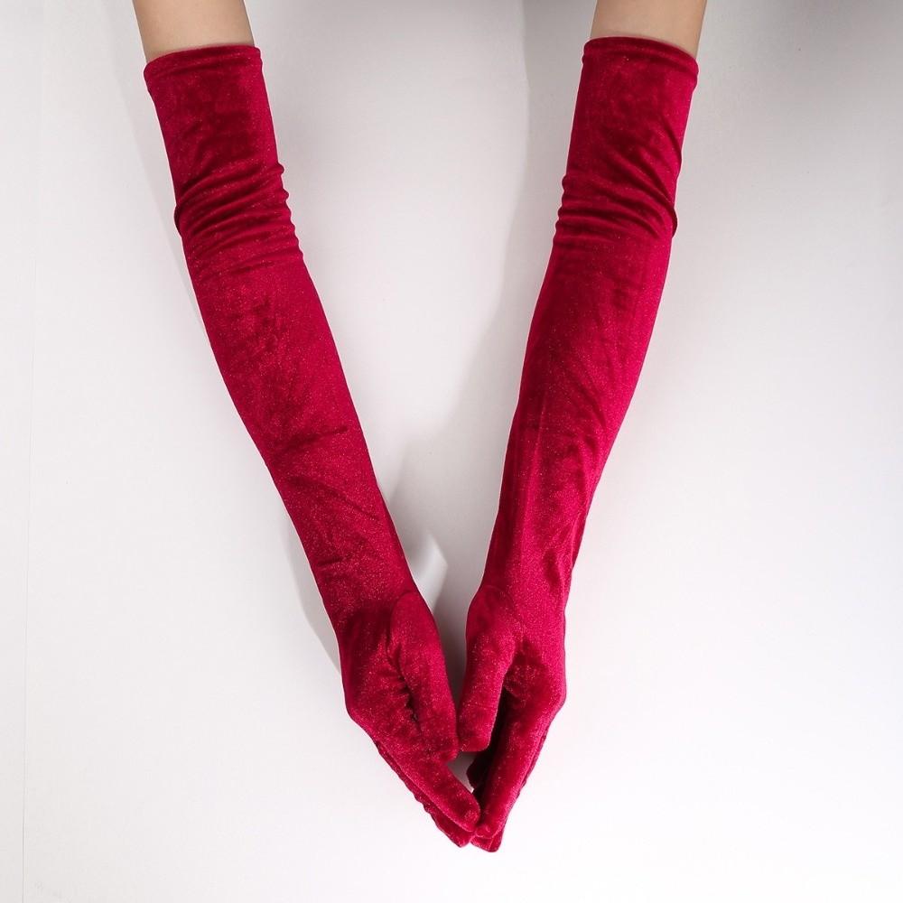 Full Finger Velvet Long Gloves 53cm Party Mittens Party Supplies Women's Fluffy Gloves Party