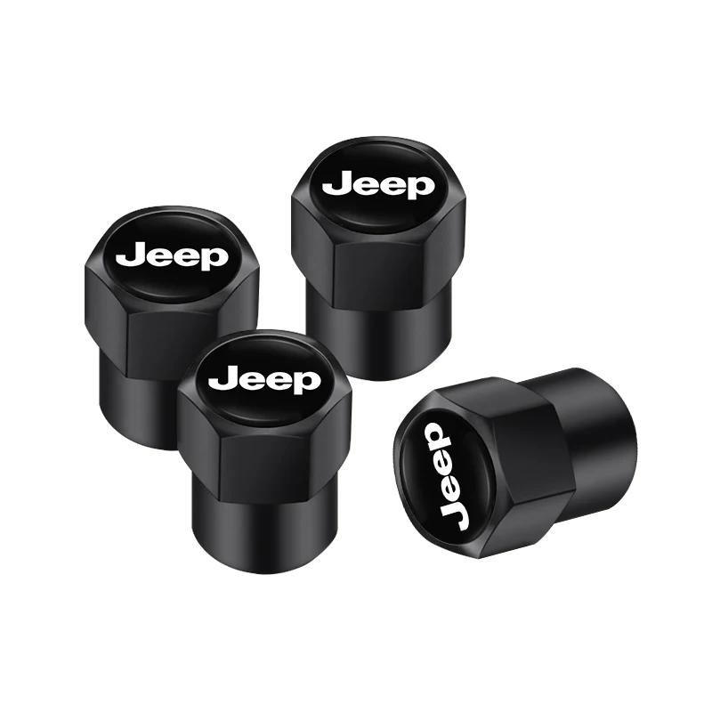 4Pcs Aluminum Car Tire Valve Cap Auto Wheel Accessories for Jeep Wrangler JK Gladiator Grand Cherokee Compass KUBEL1