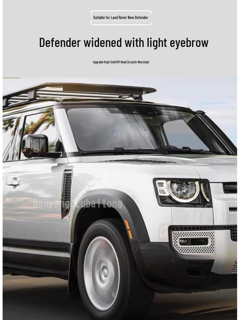 Bright Black Wheel Arches with Lights for Defender 110 - Black Warrior Upgrade