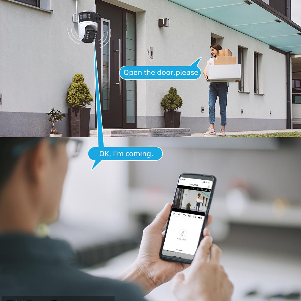 Беспроводная WiFi камера видеонаблюдения Icsee: HD, Полноцветное ночное видение, Трехэкранный, Удаленный мобильный мониторинг, Для наружного использования.