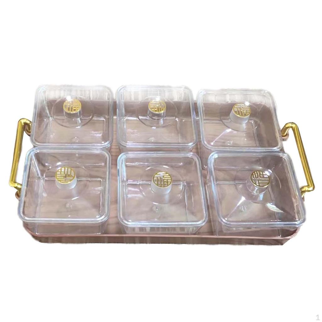 Тарелка для закусок, поднос для сервировки орехов и конфет с чашей с крышкой, разделенная посуда для сладких орехов