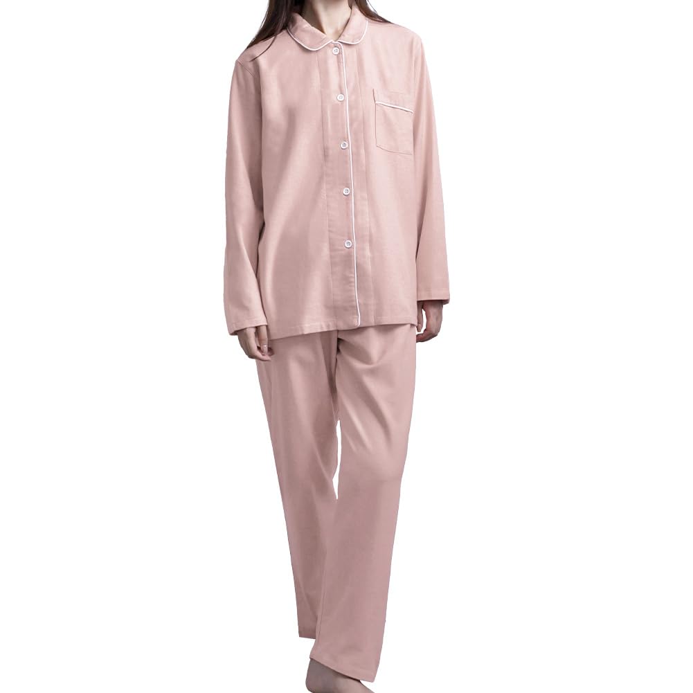 Yes Family Flannel Long Loungewear Size Pink Women's Fall/Winter Pajamas, 100% Cotton, Sleeve, Set, Soft, L,