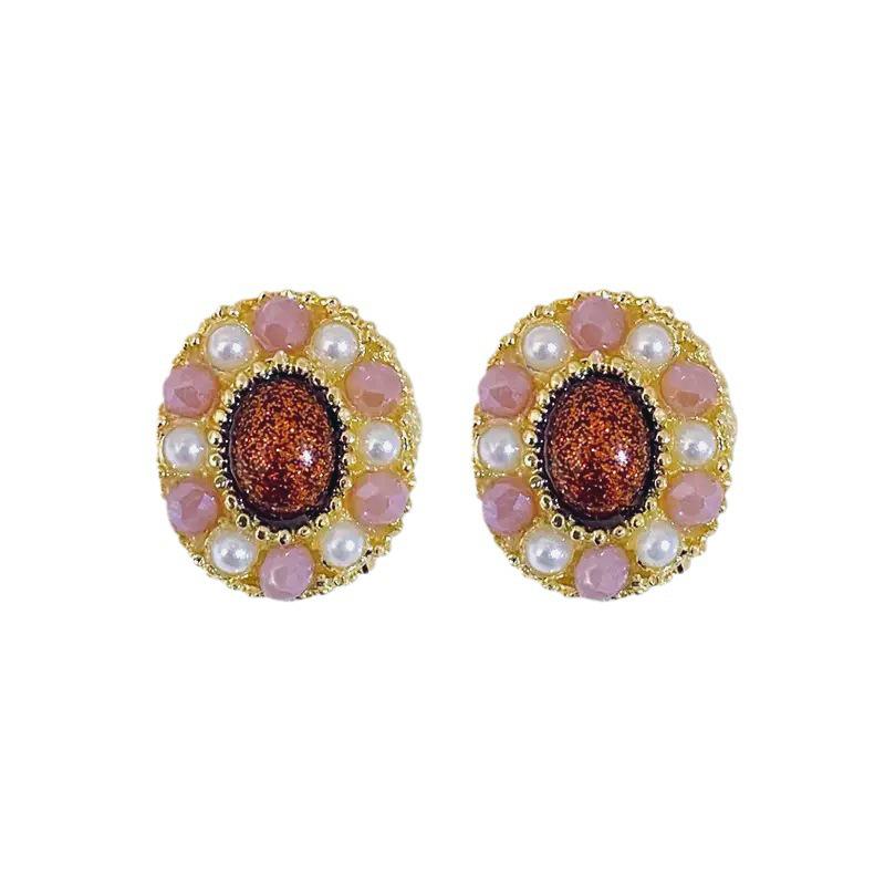 Серьги-гвоздики из серебра S925 с жемчугом винно-красного цвета - Модные 2023 Изысканные модные украшения