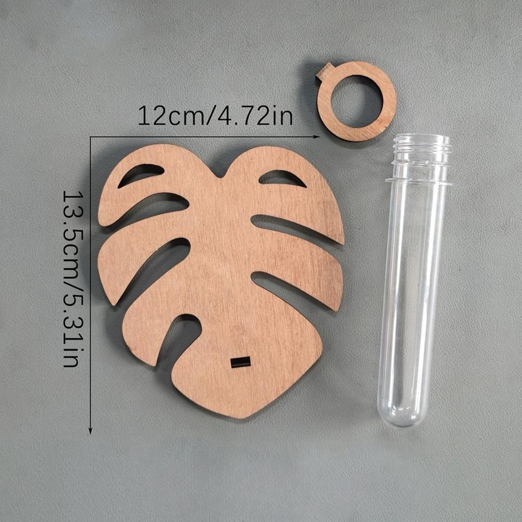 2pcs Plant Propagation Station Wall Hanging Wooden Leaf Plant Terrarium for Hydroponics Home Office Decor Test Tube Propagate Air Plant Cutting Holder
