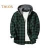 Fall Spring Men Shirt Hooded Drawstring Long Sleeves Color Matching Plaid Print Single-breasted Daily Wear School Home Shirt Coat
