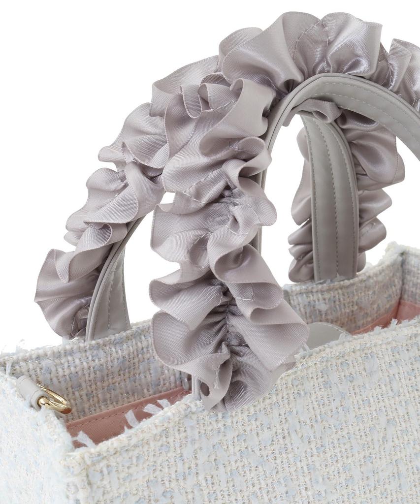 Сумка-тоут Maison de FLEUR из твида с ручками-воланами, синяя, 08000045900