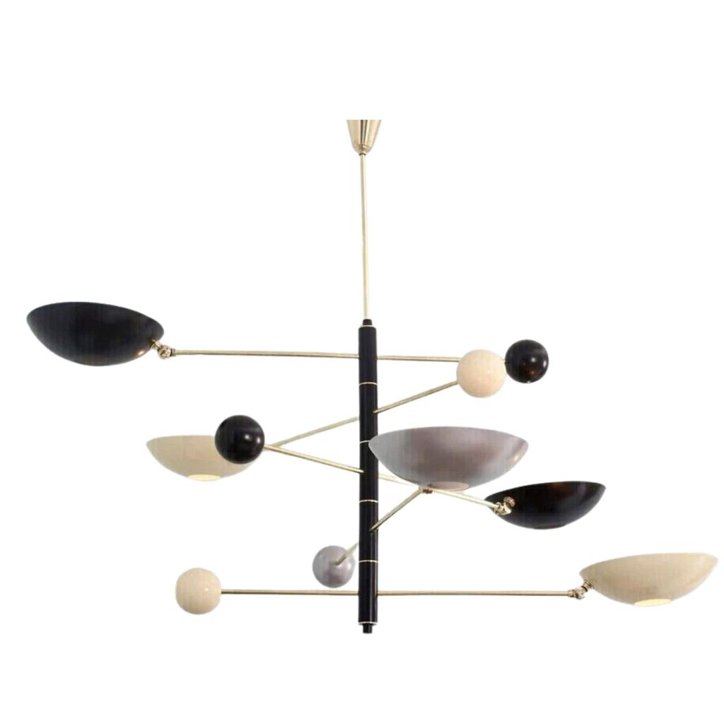 5-ламповый подвесной светильник Mid Century Modern Raw Brass Sputnik люстра Fixtu